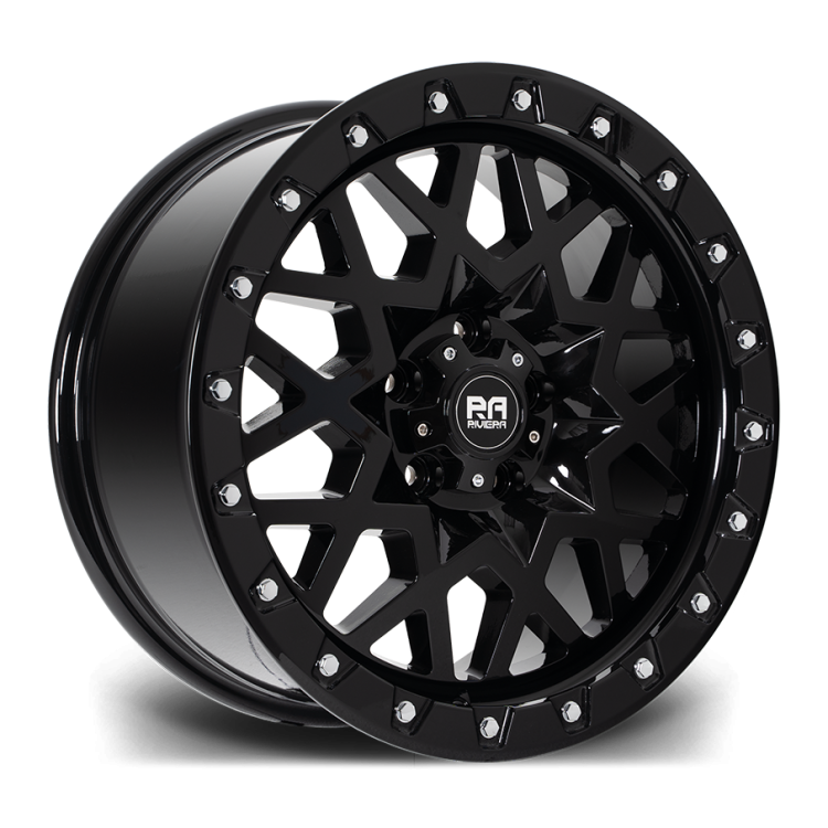Riviera RXS1 Gloss Black Chrome Rivets Angle