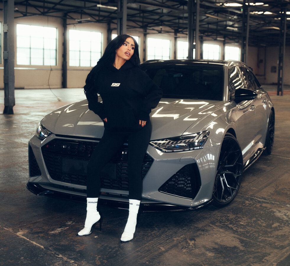 Jordan Bareham & Chloe Saxon Exclusive Ron's Clothing With Audi RS6 C8 Riviera RF5 Gloss Black